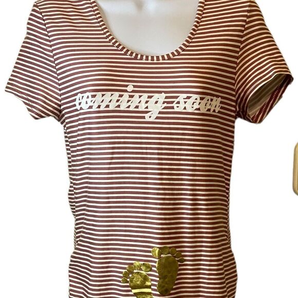 Violet & Ruby Maternity Coming Soon Tee Short Sleeve Double Rouched Sides Size M - Picture 5 of 12